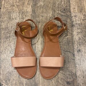 Lulu's Tan and Brown Ankle Strap Sandals